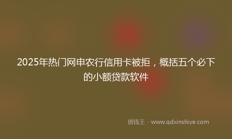 2025年热门网申农行信用卡被拒，概括五个必下的小额贷款软件