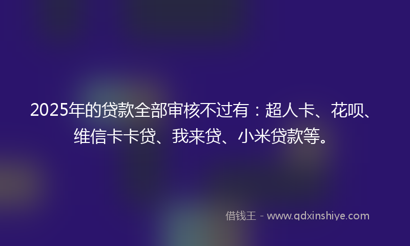 2025年的贷款全部审核不过有：超人卡、花呗、维信卡卡贷、我来贷、小米贷款等。