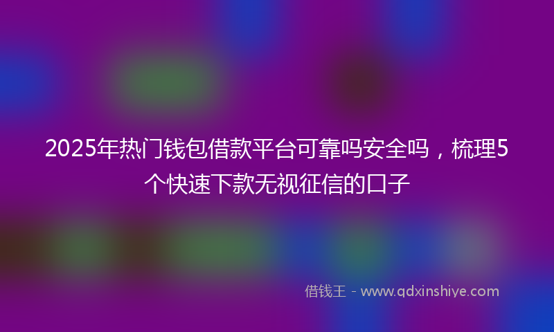 2025年热门钱包借款平台可靠吗安全吗，梳理5个快速下款无视征信的口子