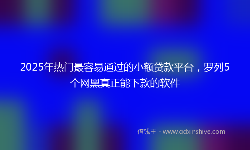 2025年热门最容易通过的小额贷款平台，罗列5个网黑真正能下款的软件
