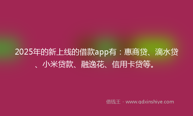 2025年的新上线的借款app有：惠商贷、滴水贷、小米贷款、融逸花、信用卡贷等。