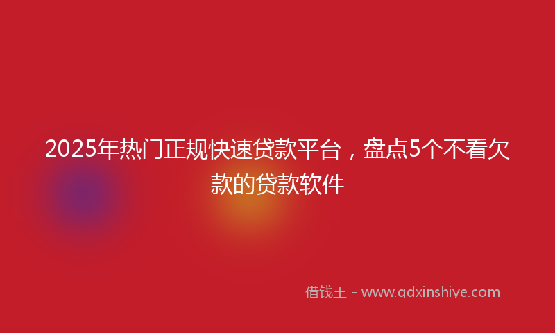 2025年热门正规快速贷款平台，盘点5个不看欠款的贷款软件