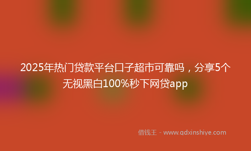 2025年热门贷款平台口子超市可靠吗，分享5个无视黑白100%秒下网贷app