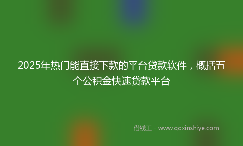 2025年热门能直接下款的平台贷款软件，概括五个公积金快速贷款平台