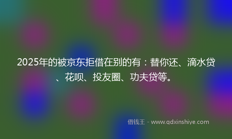 2025年的被京东拒借在别的有：替你还、滴水贷、花呗、投友圈、功夫贷等。