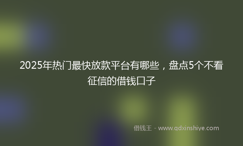 2025年热门最快放款平台有哪些，盘点5个不看征信的借钱口子
