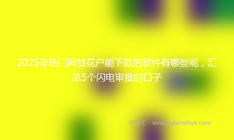 2025年热门网贷花户能下款的软件有哪些呢，汇总5个闪电审批的口子