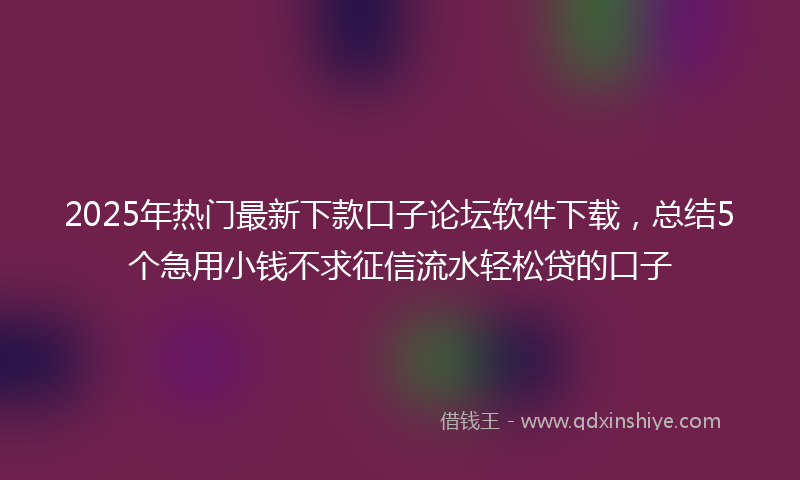 2025年热门最新下款口子论坛软件下载，总结5个急用小钱不求征信流水轻松贷的口子