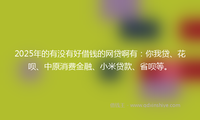 2025年的有没有好借钱的网贷啊有：你我贷、花呗、中原消费金融、小米贷款、省呗等。
