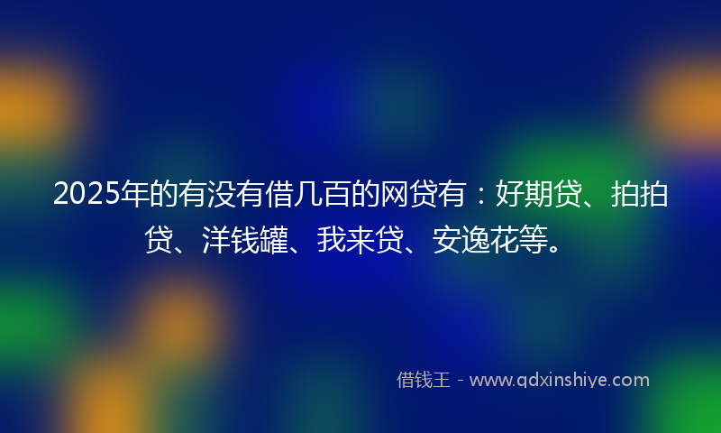 2025年的有没有借几百的网贷有：好期贷、拍拍贷、洋钱罐、我来贷、安逸花等。