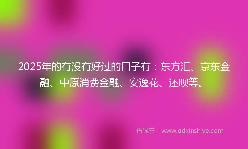 2025年的有没有好过的口子有：东方汇、京东金融、中原消费金融、安逸花、还呗等。