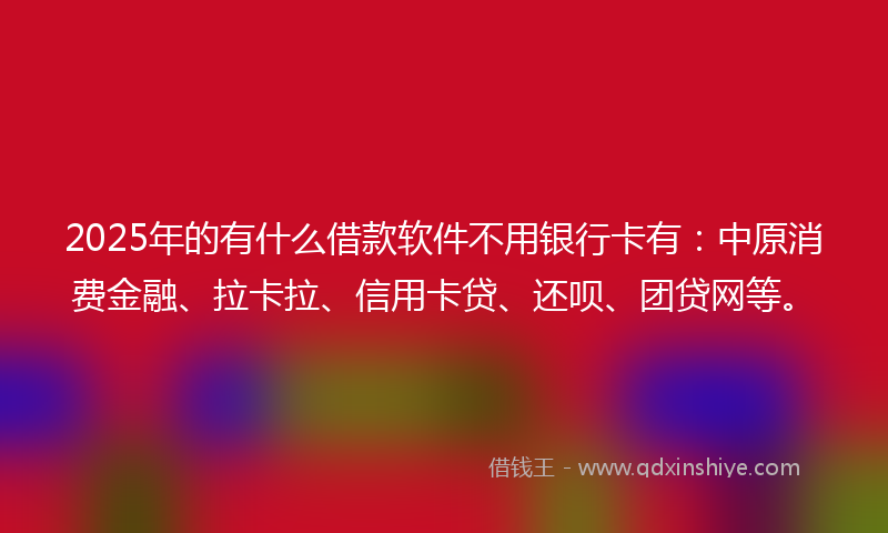 2025年的有什么借款软件不用银行卡有：中原消费金融、拉卡拉、信用卡贷、还呗、团贷网等。