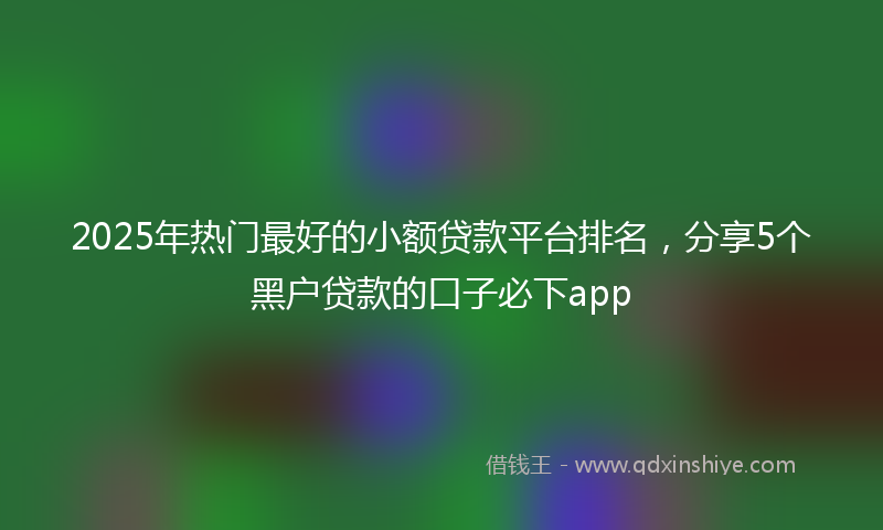 2025年热门最好的小额贷款平台排名，分享5个黑户贷款的口子必下app