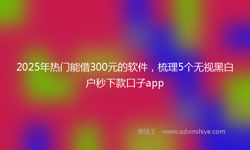 2025年热门能借300元的软件，梳理5个无视黑白户秒下款口子app