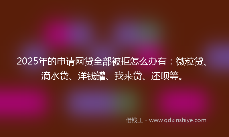 2025年的申请网贷全部被拒怎么办有：微粒贷、滴水贷、洋钱罐、我来贷、还呗等。