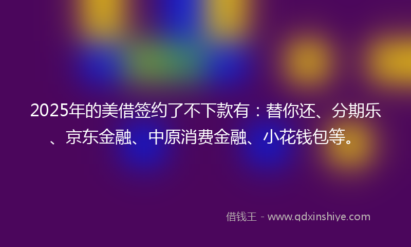 2025年的美借签约了不下款有：替你还、分期乐、京东金融、中原消费金融、小花钱包等。