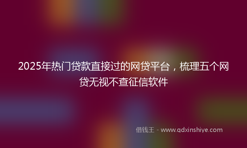 2025年热门贷款直接过的网贷平台，梳理五个网贷无视不查征信软件