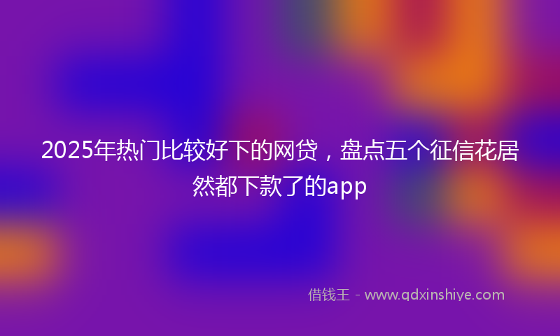 2025年热门比较好下的网贷，盘点五个征信花居然都下款了的app