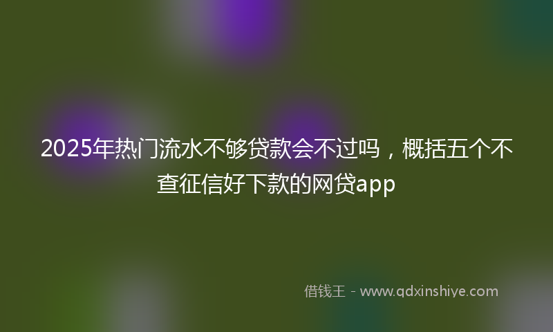 2025年热门流水不够贷款会不过吗，概括五个不查征信好下款的网贷app