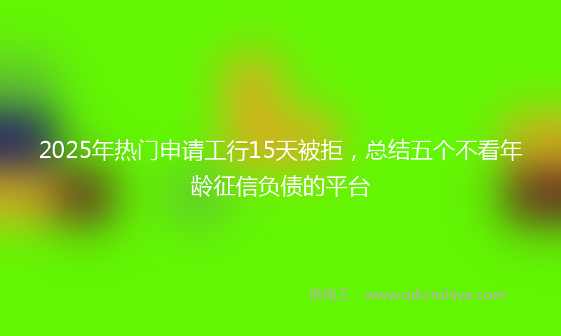 2025年热门申请工行15天被拒，总结五个不看年龄征信负债的平台