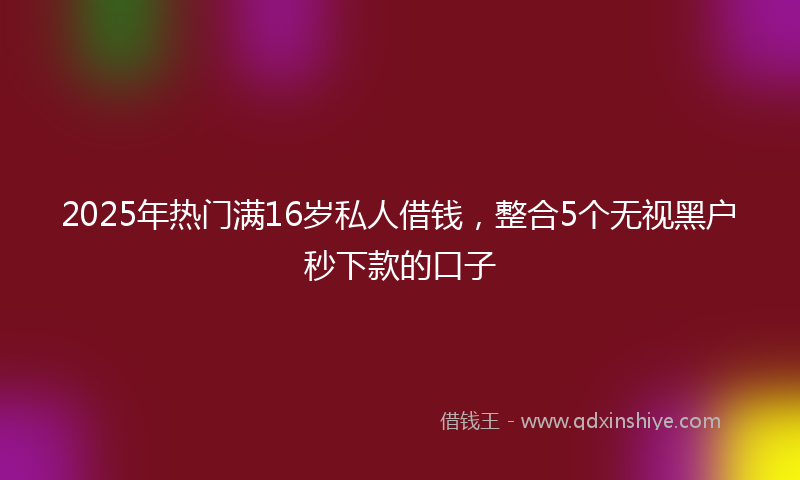 2025年热门满16岁私人借钱，整合5个无视黑户秒下款的口子