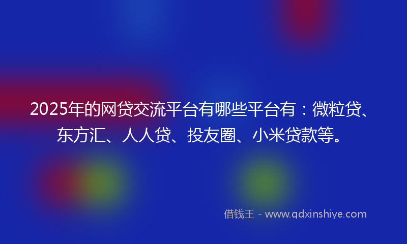 2025年的网贷交流平台有哪些平台有：微粒贷、东方汇、人人贷、投友圈、小米贷款等。