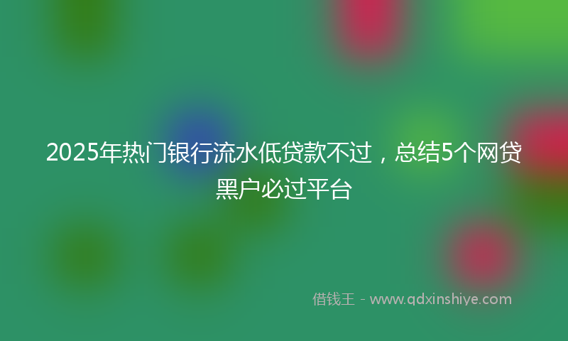 2025年热门银行流水低贷款不过，总结5个网贷黑户必过平台