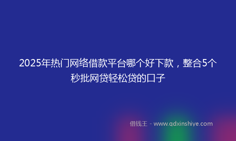 2025年热门网络借款平台哪个好下款，整合5个秒批网贷轻松贷的口子