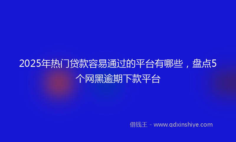 2025年热门贷款容易通过的平台有哪些，盘点5个网黑逾期下款平台