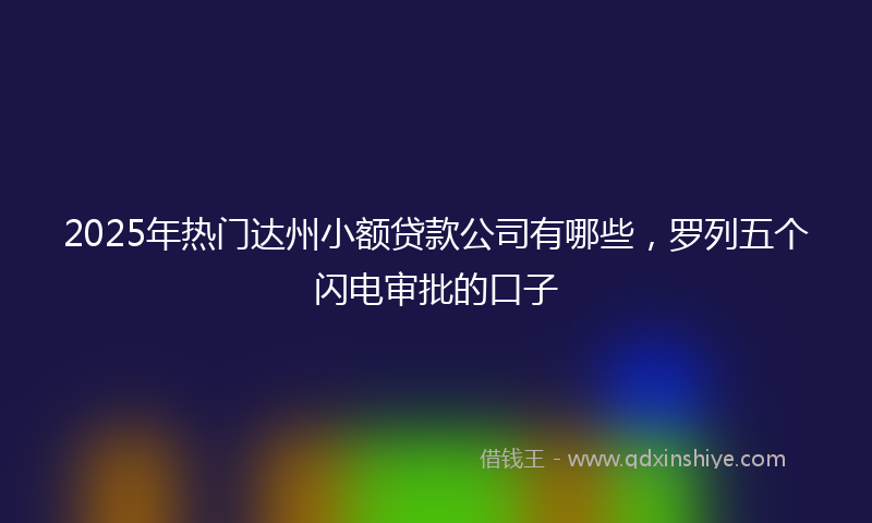 2025年热门达州小额贷款公司有哪些，罗列五个闪电审批的口子