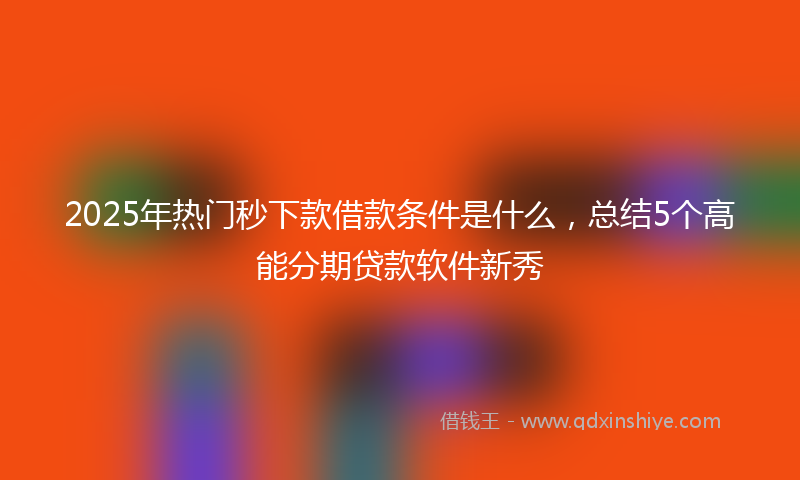 2025年热门秒下款借款条件是什么，总结5个高能分期贷款软件新秀