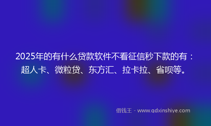2025年的有什么贷款软件不看征信秒下款的有：超人卡、微粒贷、东方汇、拉卡拉、省呗等。
