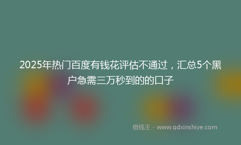2025年热门百度有钱花评估不通过，汇总5个黑户急需三万秒到的的口子