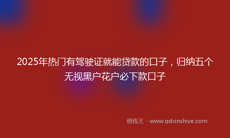 2025年热门有驾驶证就能贷款的口子，归纳五个无视黑户花户必下款口子