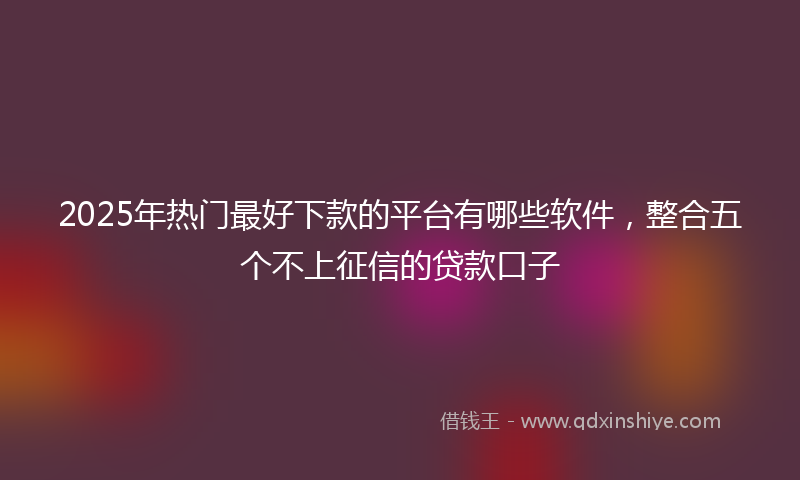 2025年热门最好下款的平台有哪些软件，整合五个不上征信的贷款口子
