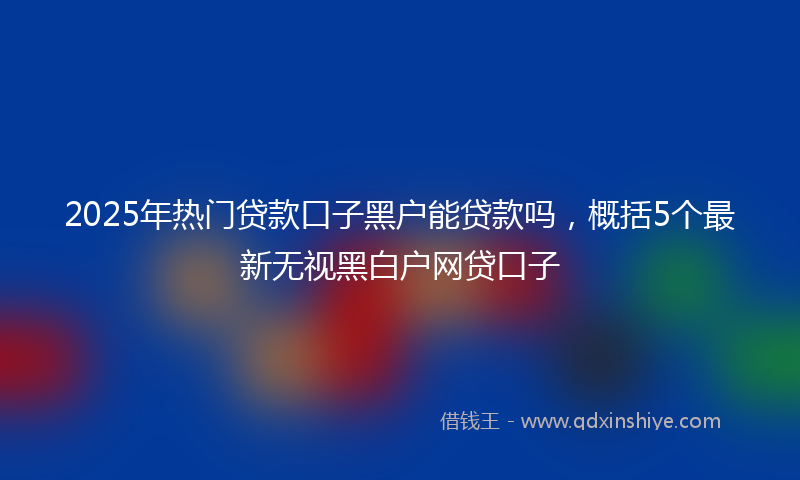 2025年热门贷款口子黑户能贷款吗，概括5个最新无视黑白户网贷口子