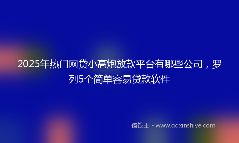 2025年热门网贷小高炮放款平台有哪些公司，罗列5个简单容易贷款软件