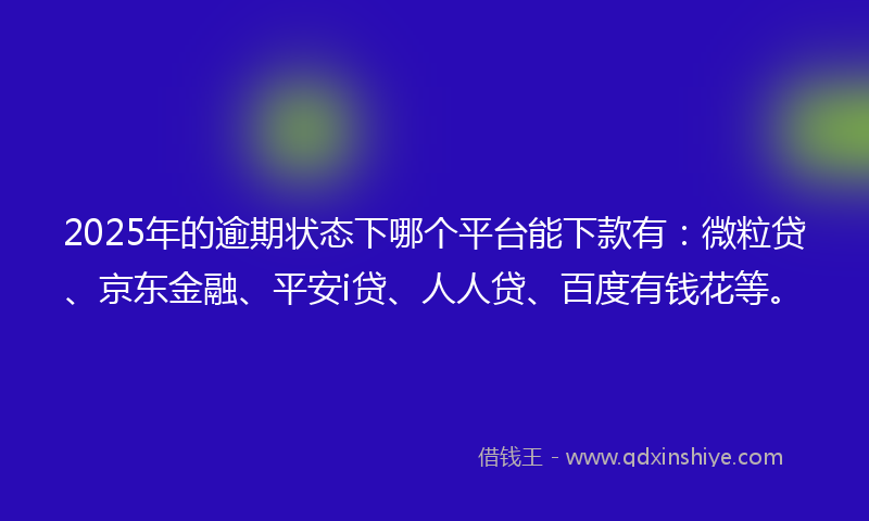2025年的逾期状态下哪个平台能下款有：微粒贷、京东金融、平安i贷、人人贷、百度有钱花等。