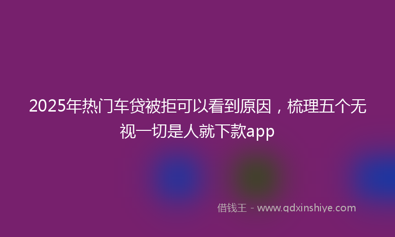 2025年热门车贷被拒可以看到原因，梳理五个无视一切是人就下款app