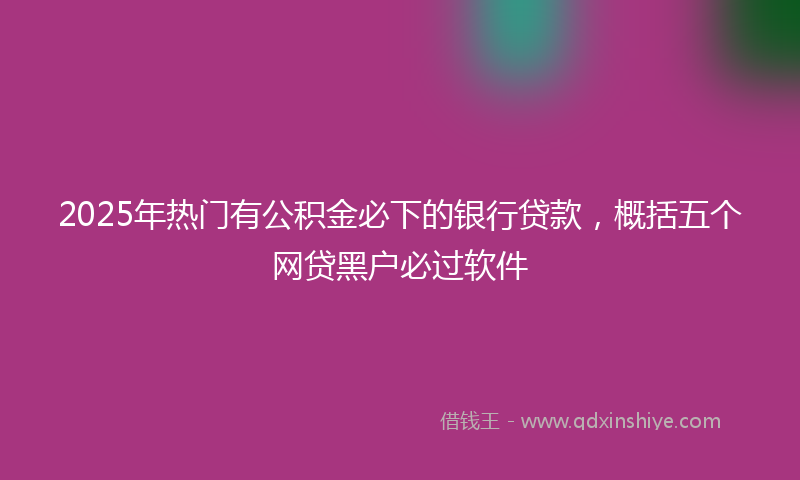 2025年热门有公积金必下的银行贷款，概括五个网贷黑户必过软件