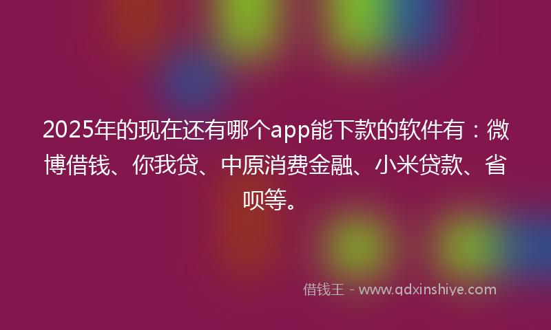 2025年的现在还有哪个app能下款的软件有：微博借钱、你我贷、中原消费金融、小米贷款、省呗等。