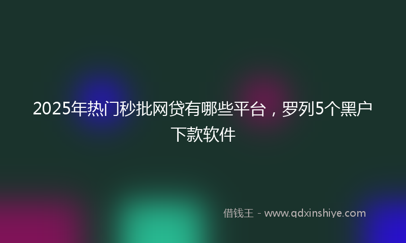 2025年热门秒批网贷有哪些平台，罗列5个黑户下款软件