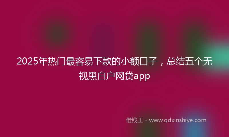2025年热门最容易下款的小额口子，总结五个无视黑白户网贷app