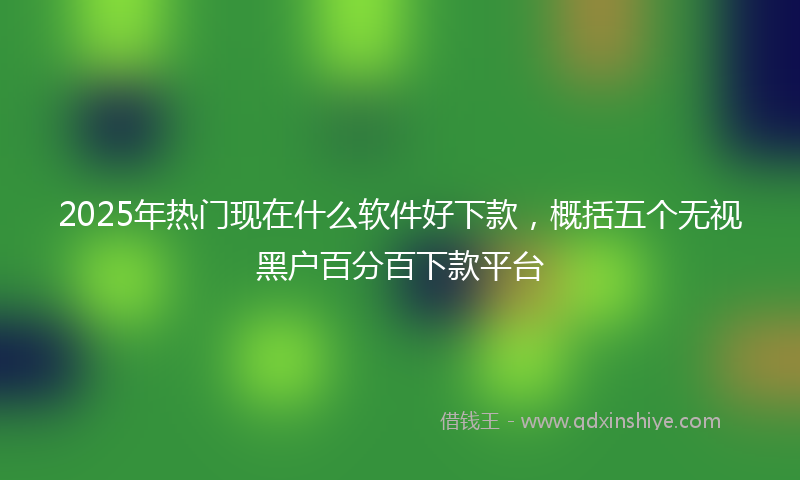 2025年热门现在什么软件好下款，概括五个无视黑户百分百下款平台