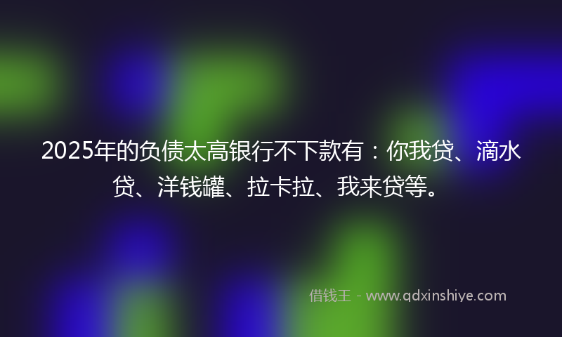 2025年的负债太高银行不下款有：你我贷、滴水贷、洋钱罐、拉卡拉、我来贷等。