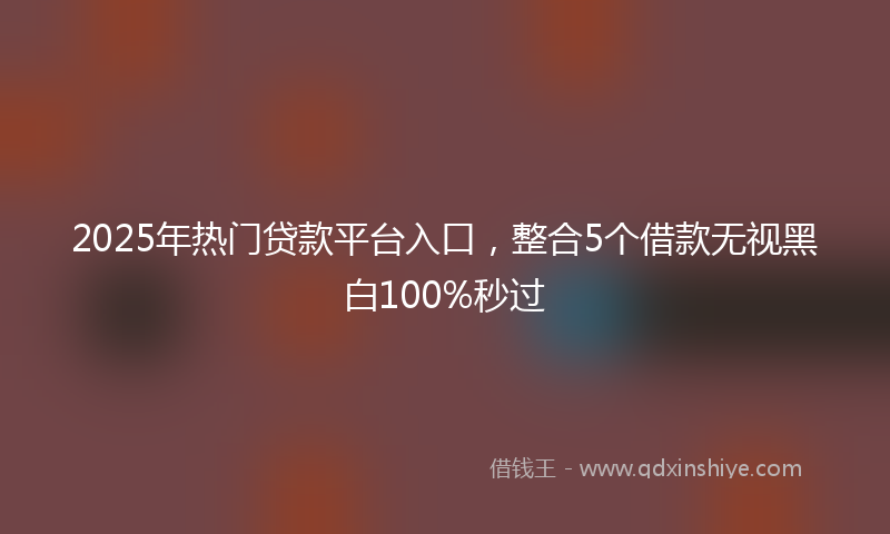 2025年热门贷款平台入口，整合5个借款无视黑白100%秒过