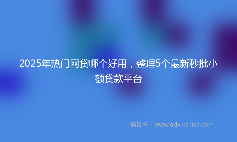 2025年热门网贷哪个好用，整理5个最新秒批小额贷款平台