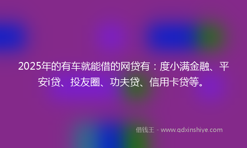 2025年的有车就能借的网贷有：度小满金融、平安i贷、投友圈、功夫贷、信用卡贷等。