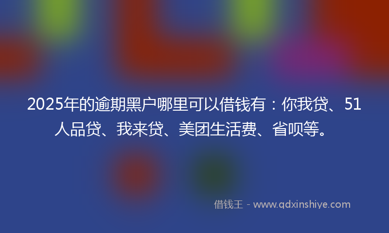 2025年的逾期黑户哪里可以借钱有：你我贷、51人品贷、我来贷、美团生活费、省呗等。