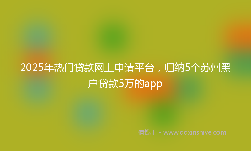 2025年热门贷款网上申请平台，归纳5个苏州黑户贷款5万的app